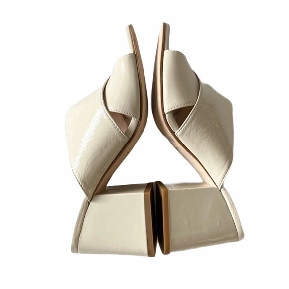 NEW Kate Spade Venus Cream Patent Block Heels Slip On Sandals‎ Heeled Mules - Picture 7 of 8